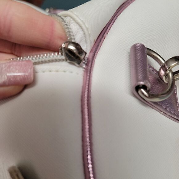 Underonesky White &  Metallic Pink Kitty Cat Weekender Travel Vacation Bag - Picture 8 of 12